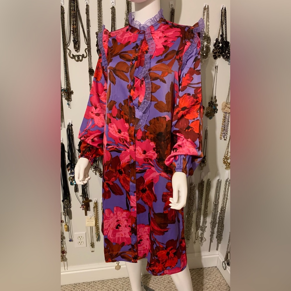 C. Wonder Vibrant Purple and Red Floral Dress